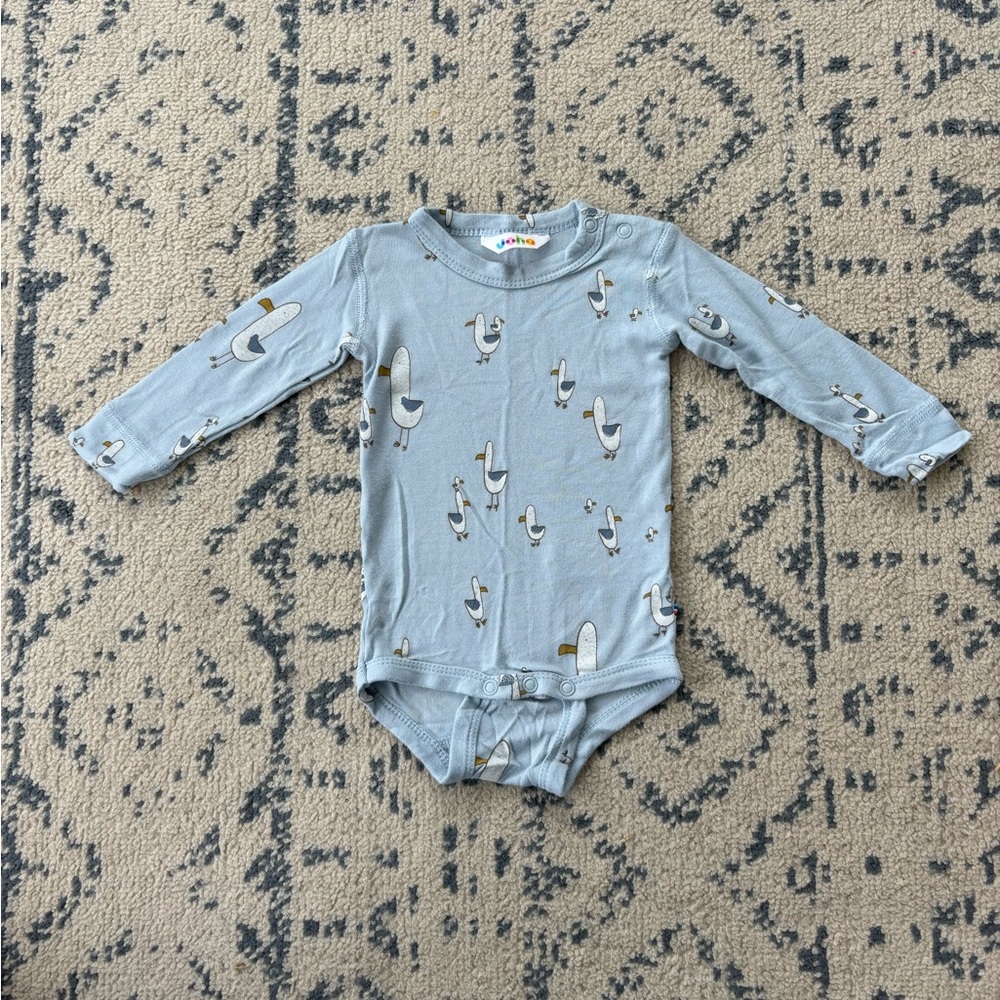 Gray Long-Sleeve Bodysuit with Duck Print